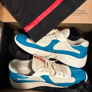 Prada Men's Blue and White Sneakers